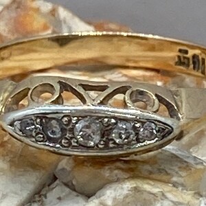 18ct gold Victorian antique 5 diamond band ring stacker spacer size ukO1/2 usa7.5