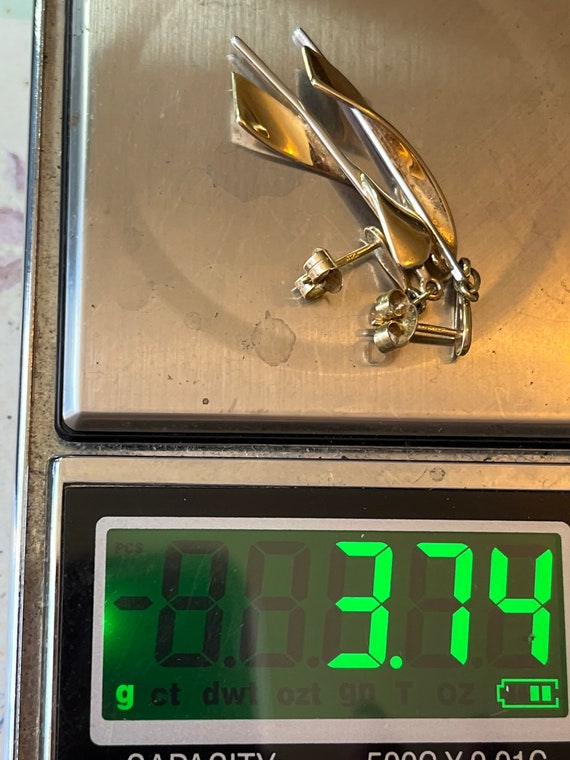 Solid 9ct hallmarked gold vintage dangle drop ear… - image 4