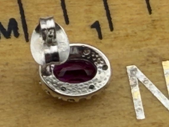 ruby and diamond white gold studs earrings - image 4