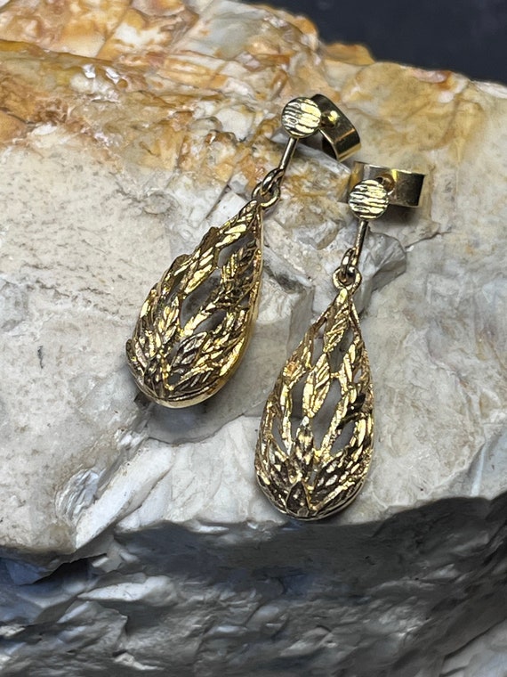 9ct Gold Vintage Teardrop Earrings Etsy