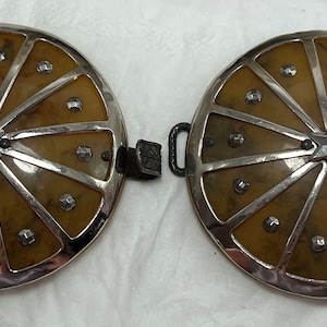 Vintage domed faux tortoiseshell celluloid large belt clasp