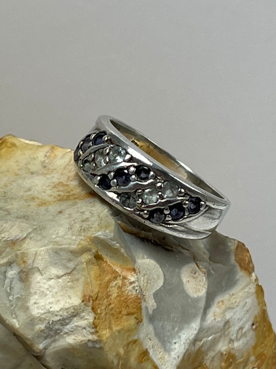 Solid silver gem set band ring stacker spacer Tha… - image 8