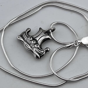 Norway Norge Norwegian sailing sip pendant charm necklace sterling silver 40cm