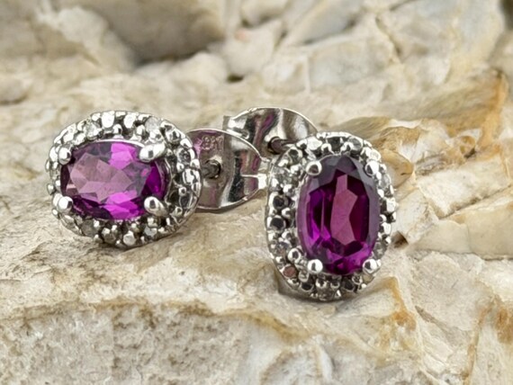 ruby and diamond white gold studs earrings - image 6