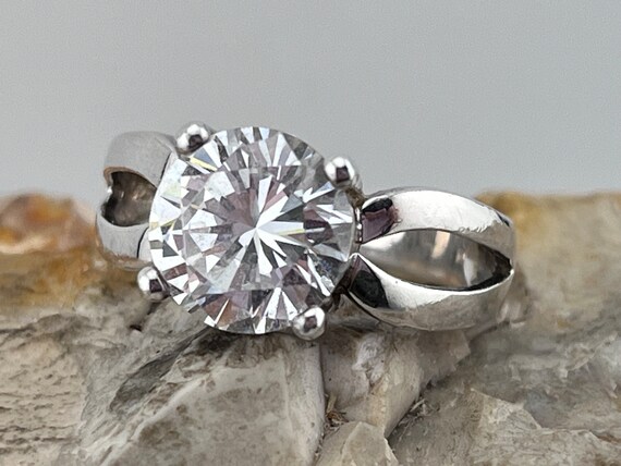 solid silver DQCZ solitaire ring stacker size uk … - image 7