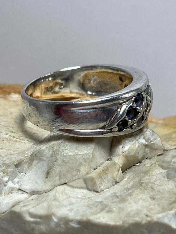 Solid silver gem set band ring stacker spacer Tha… - image 3