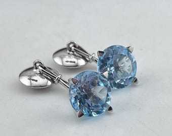 美しい18カラットホワイトゴールドとロンドンブルートパーズのカフス