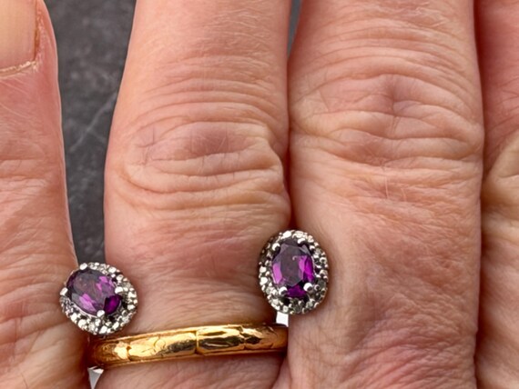 ruby and diamond white gold studs earrings - image 5