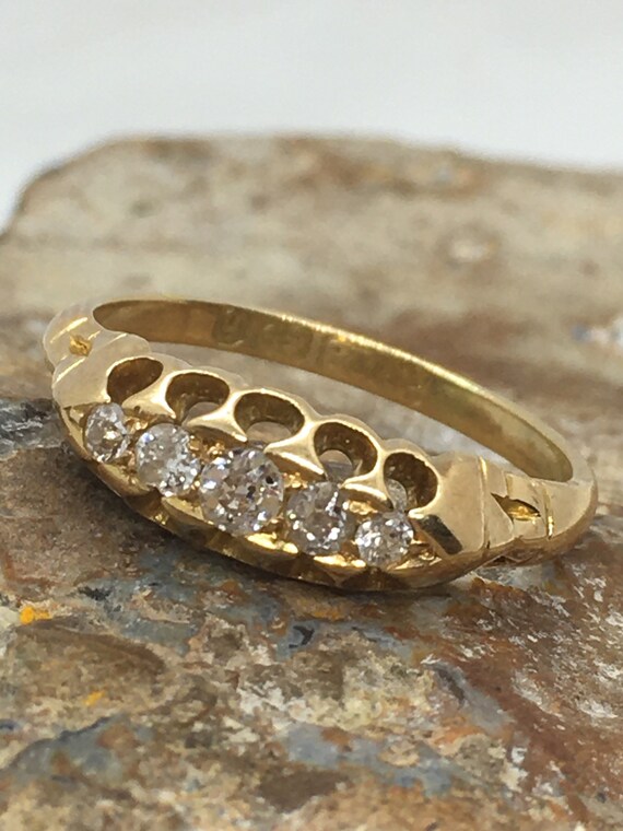 Antique 18ct gold 5 diamond ring size ukL1/2