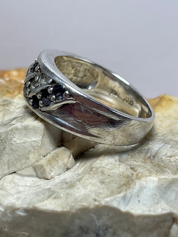 Solid silver gem set band ring stacker spacer Tha… - image 2