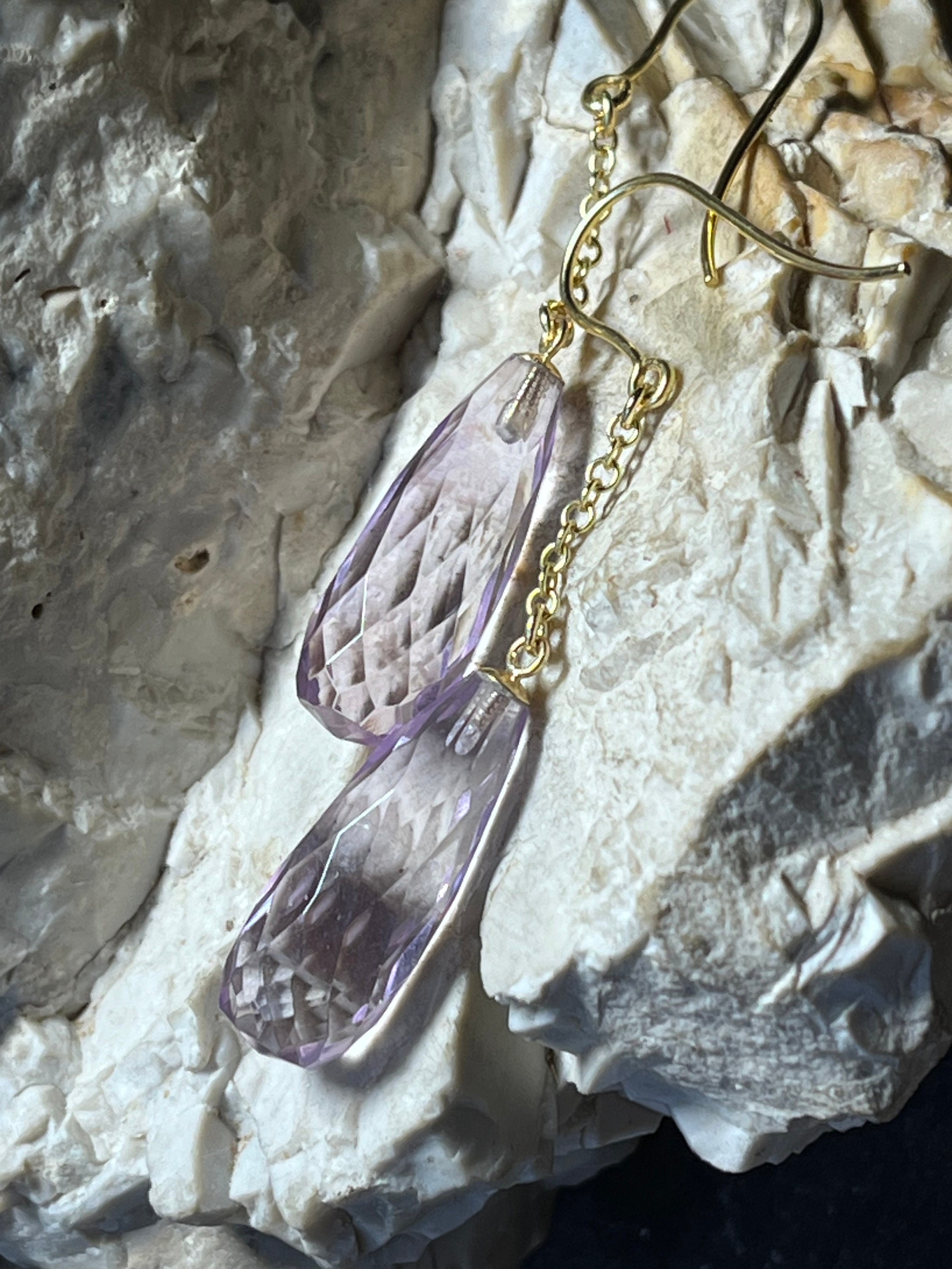 best selling clearance Rose quartz 9ct gold briolette drop
