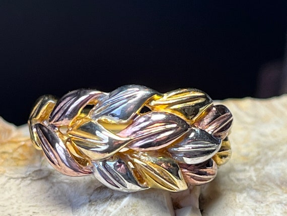 Multi colour gilded solid silver ring band size u… - image 9