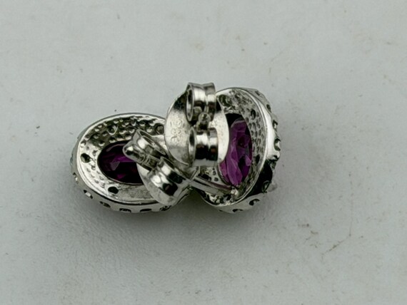 ruby and diamond white gold studs earrings - image 3