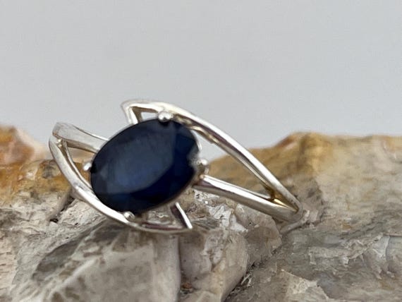 solid silver and sapphire contemporary solitaire … - image 7