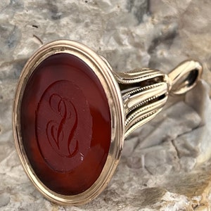 antique carnelian 14ct gold intaglio fob seal pendant