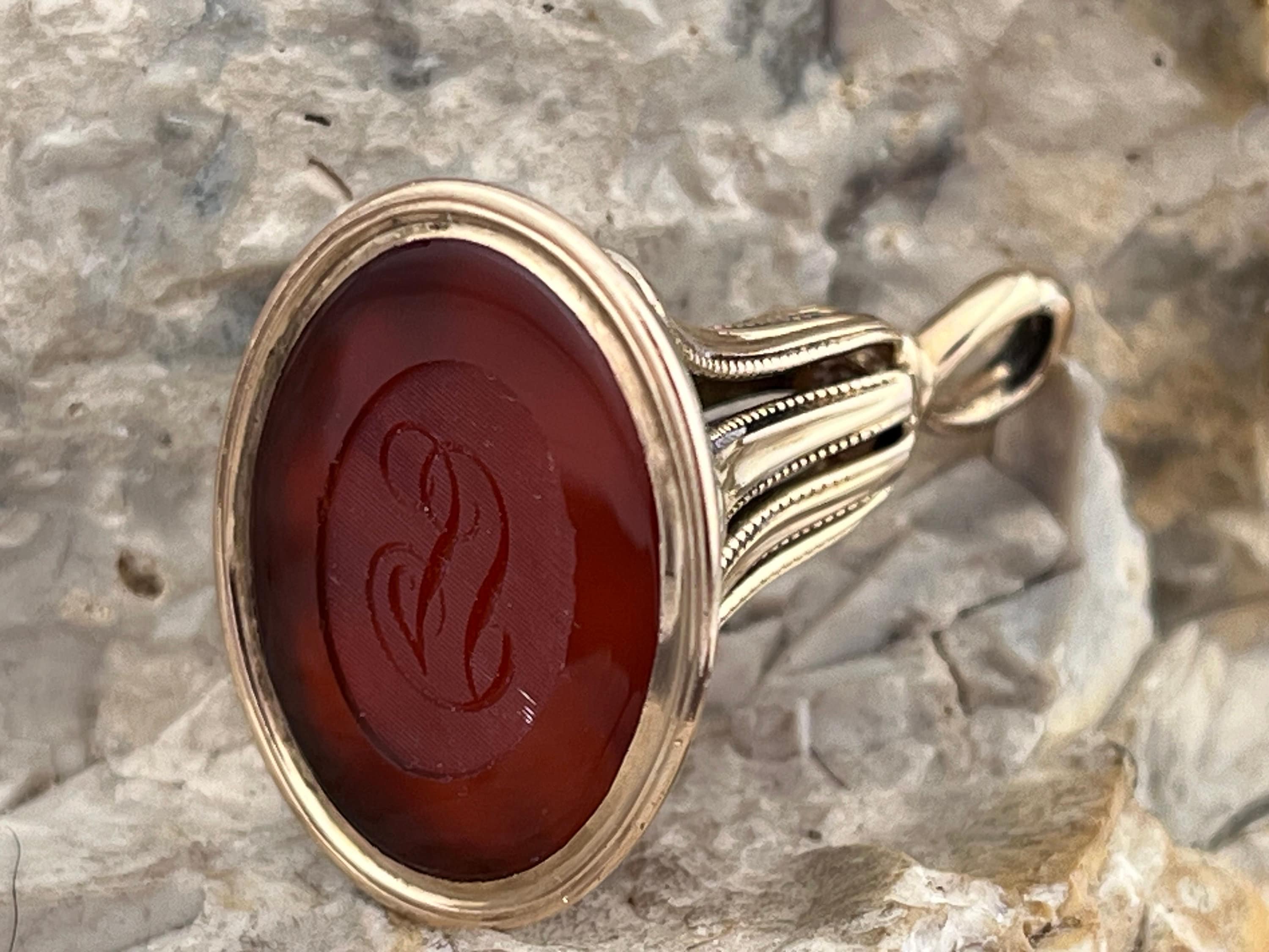 Vintage carnelian ring 14ct gold - Etsy 日本