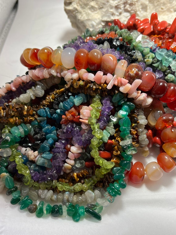 Natural stone bead necklaces discount
