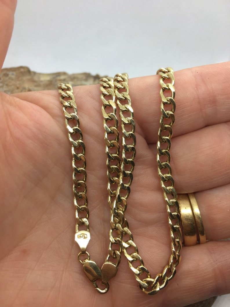 9ct Gold 4 6mm Link Width Vintage Curb Link Necklace 50cm Long Jewelry Chains Kopsch Orthopdie 7nb De