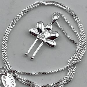 sterling silver diamond set angel pendant necklace 34cm