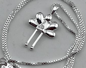 sterling silver diamond set angel pendant necklace 34cm