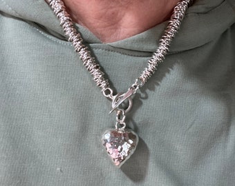 Collana Con Ciondolo Cuore In Argento Sterling 925 - Catana Chunky 41 Cm - Designer Inspirations