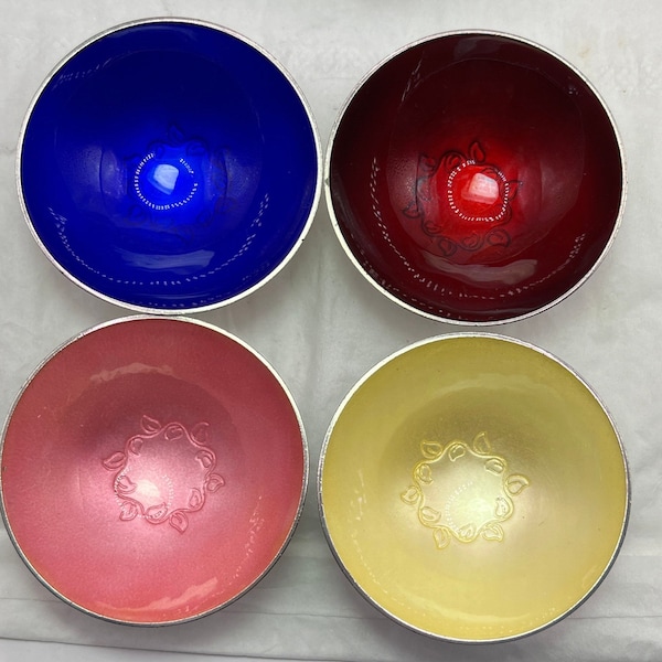 Volmer Bahner Denmark Danish enamelled salts x 4 1950s vintage