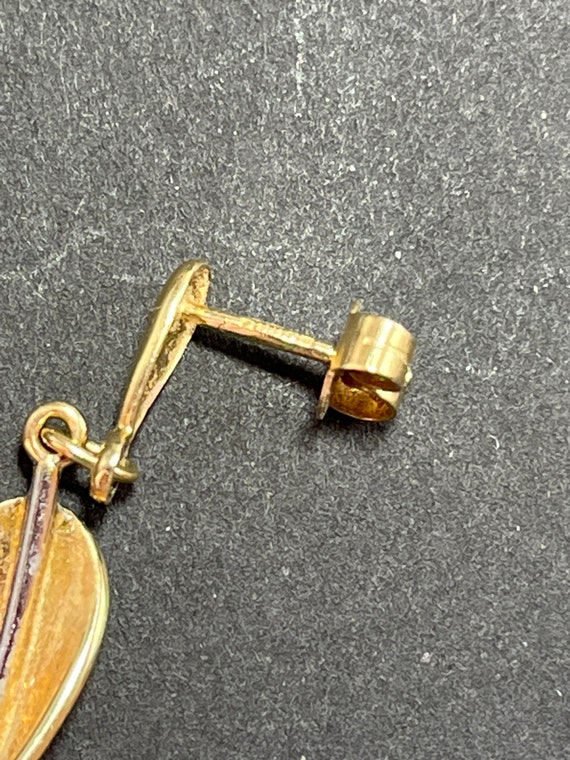 Solid 9ct hallmarked gold vintage dangle drop ear… - image 3