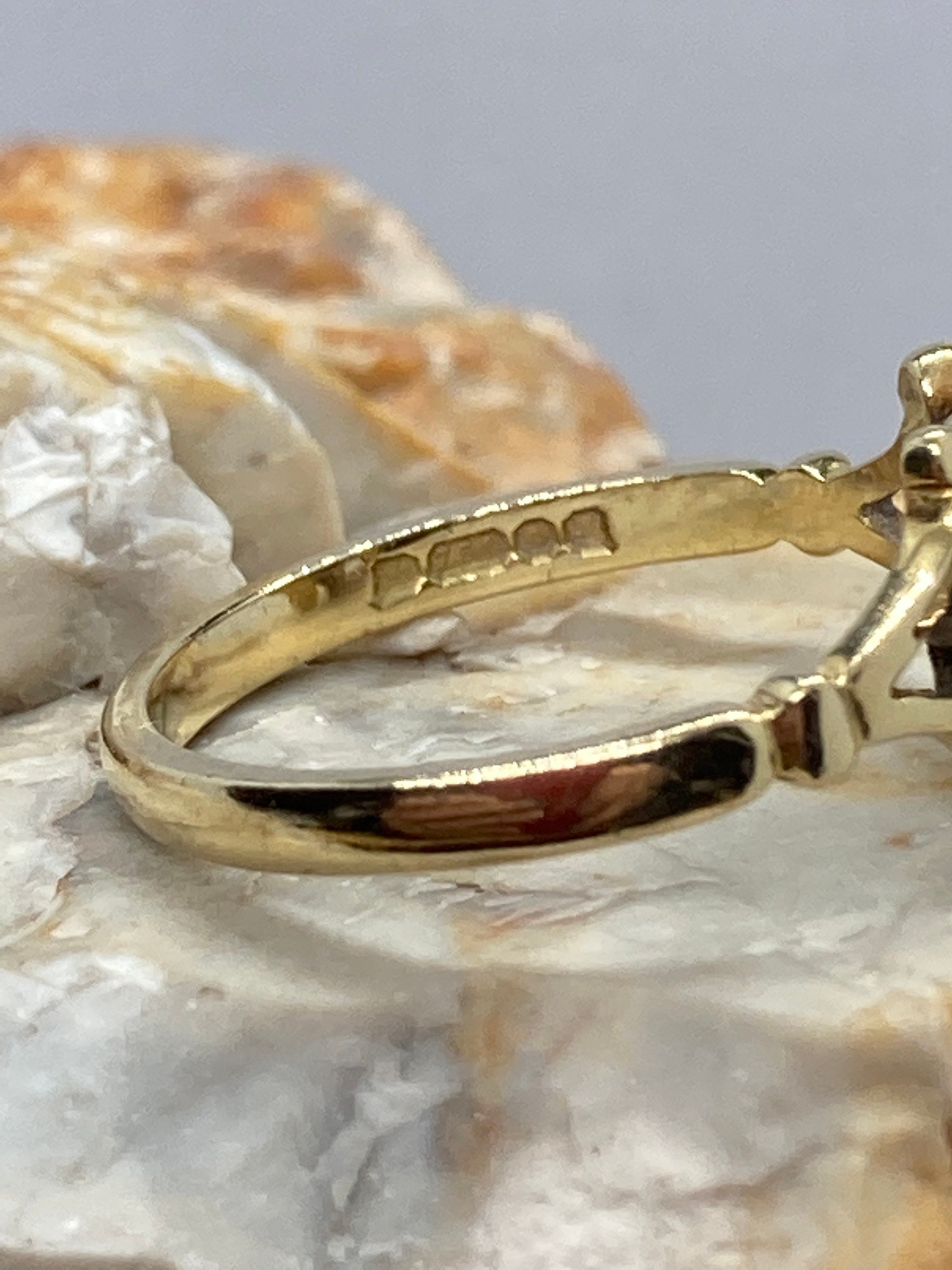1978 Vintage 1/2ct Diamond Daisy Ring With Emerald Leaves, 18ct Gold ...