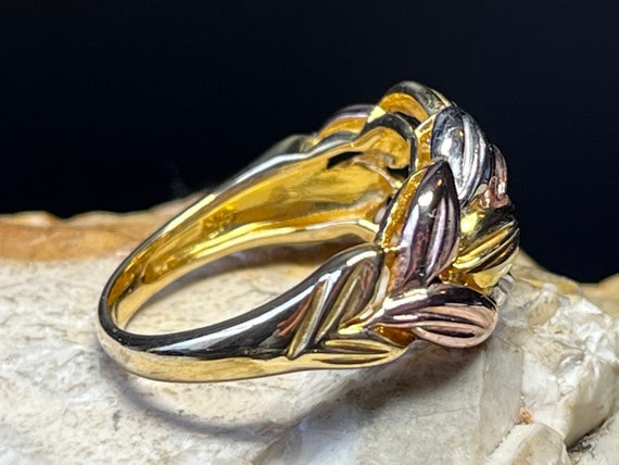 Multi colour gilded solid silver ring band size u… - image 3