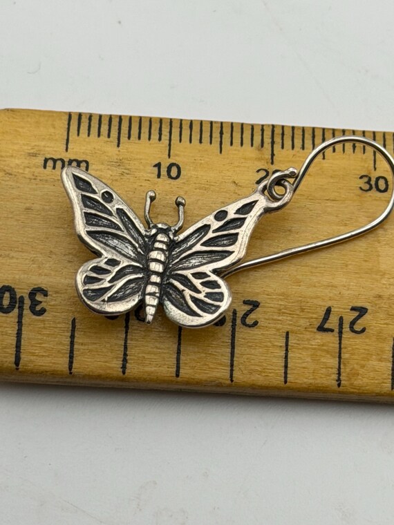 solid silver butterfly dangle drop earrings - image 4