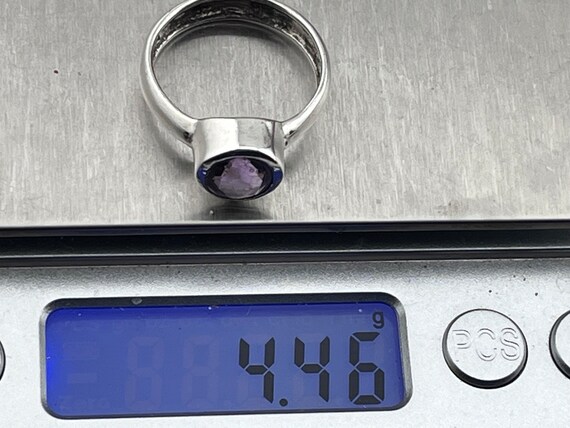 solid silver amethyst statement ring band stacker… - image 4