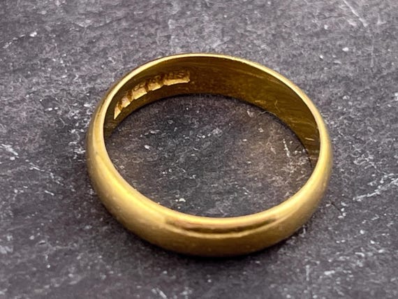 1970 22ct Gold Band Ring Stacker Spacer Vintage Size Uk J1/2 USA 5