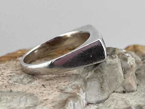 1976 black agate letterbox solid silver signet ri… - image 3