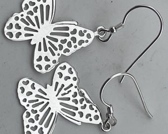 Sterling silver butterfly drop dangle earrings