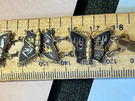 Genuine antique damascene butterfly panel bracele… - image 5