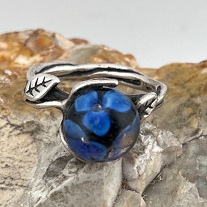 vintage silver forget me not ring size uk M USA 6.25
