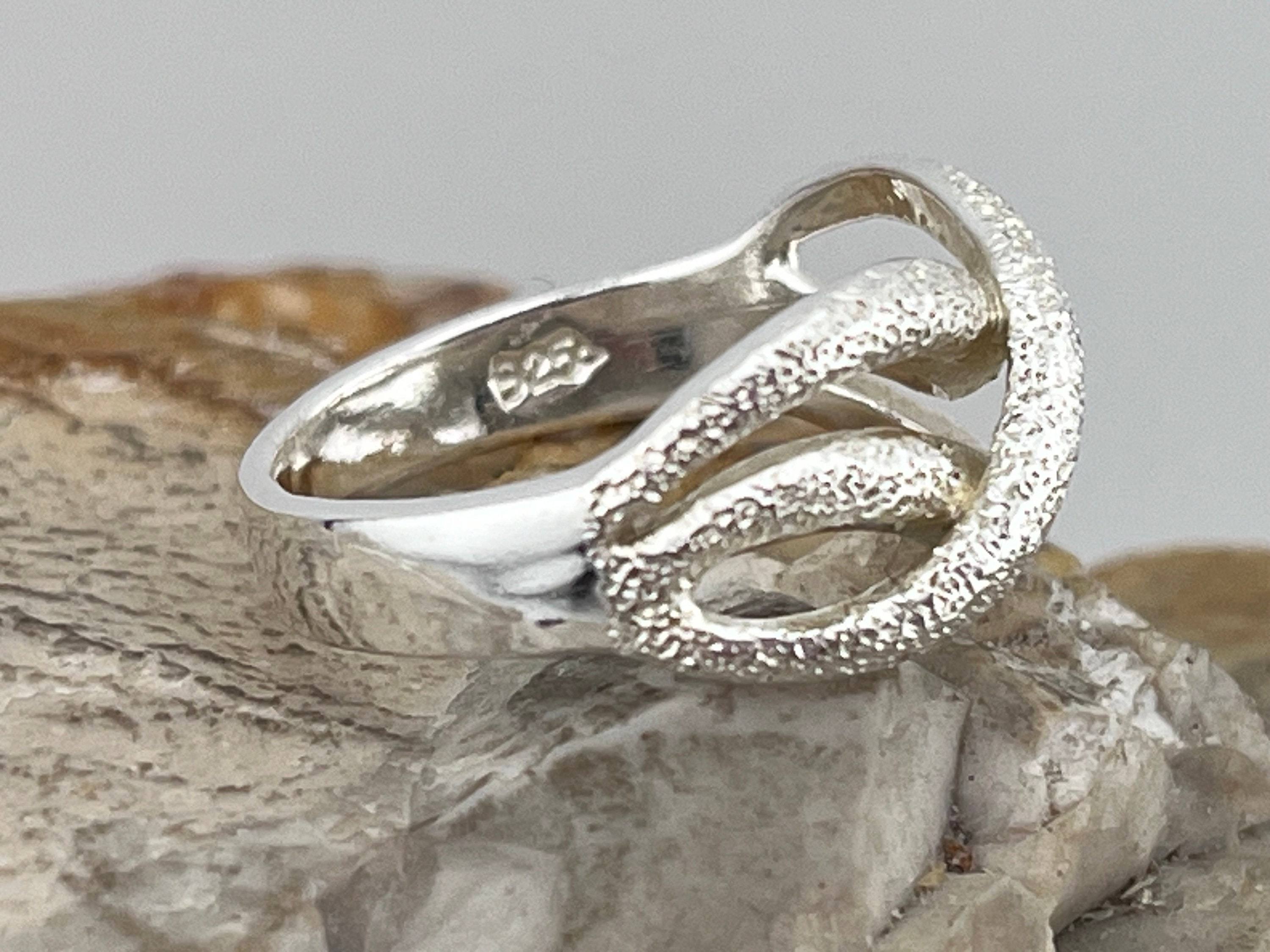Silver Textured Triple Front Ring Band Stacker Spacer Size Uk J1/2 USA ...