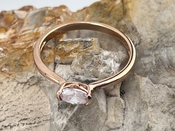 Rose gold over solid silver horizontal cz band ri… - image 9