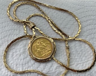 1892 Full Sovereign Pendant Necklace 