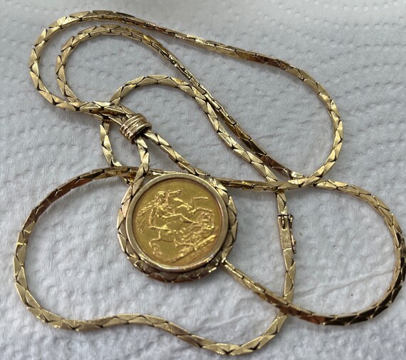 1892 Full Sovereign Pendant Necklace 