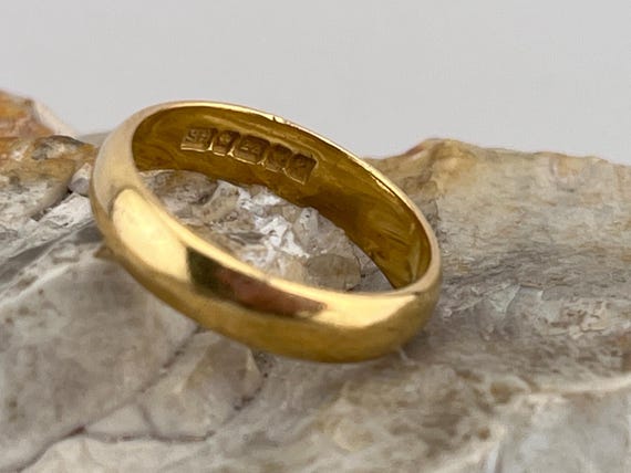 1970 22ct Gold Band Ring Stacker Spacer Vintage Size Uk J1/2 USA 5