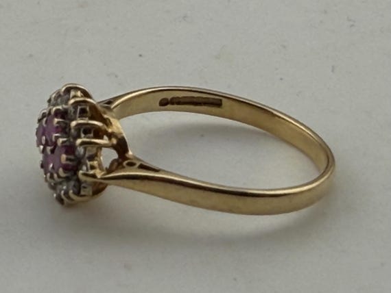 ruby and diamond cluster ring in 14ct gold size u… - image 4