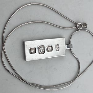 1978 sterling silver ingot pendant necklace