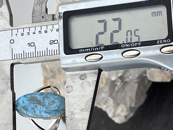 vintage Larimar statement silver ring size uk O U… - image 4