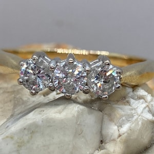 1998 vintage 18ct & plat triple diamond ring stacker approx .75ct diamond weight size ukS1/2 usa9.25