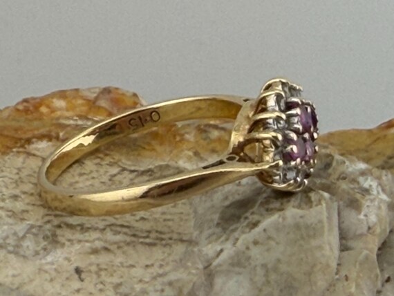 ruby and diamond cluster ring in 14ct gold size u… - image 3