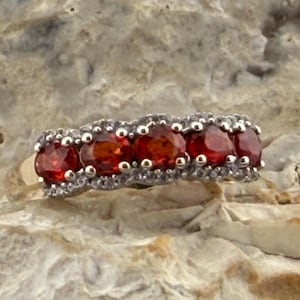 Tanzanian ruby and zircon band ring stacker spacer 9ct gold size uk P1/2 USA 8
