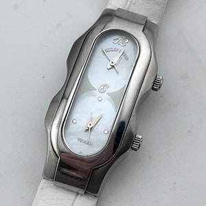 Montre Philip Stein blanc double face Teslar et ancien bracelet noir