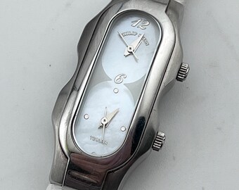 Philip Stein Watch Duel Teslar White Leather Strap Stainless  display picture 1
