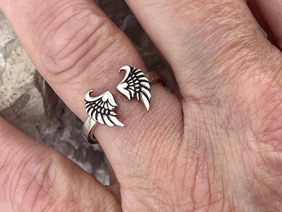 wings open front statement silver ring size from … - image 6